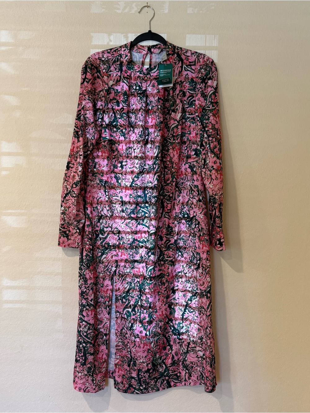 H&M Floral Long Sleeve Midi Dress